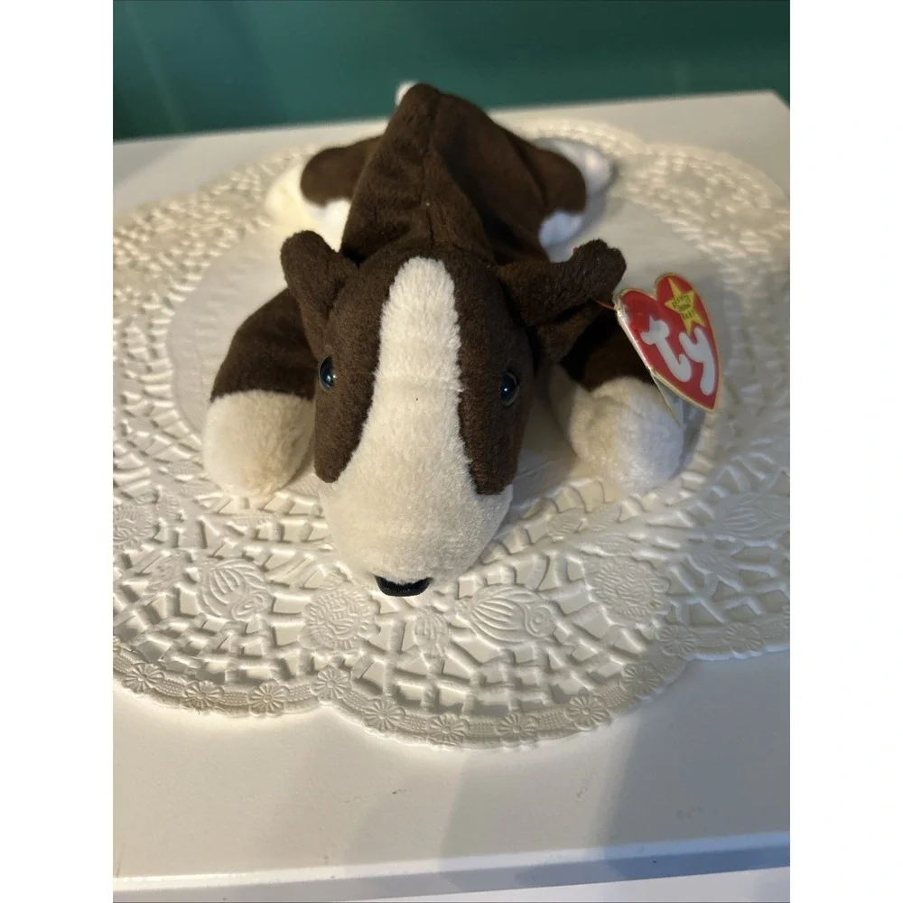 Vtg. Ty Beanie Baby-Bruno the Bull Terrier Dog-DOB 9/9/1997-org tags - Picture 2 of 8